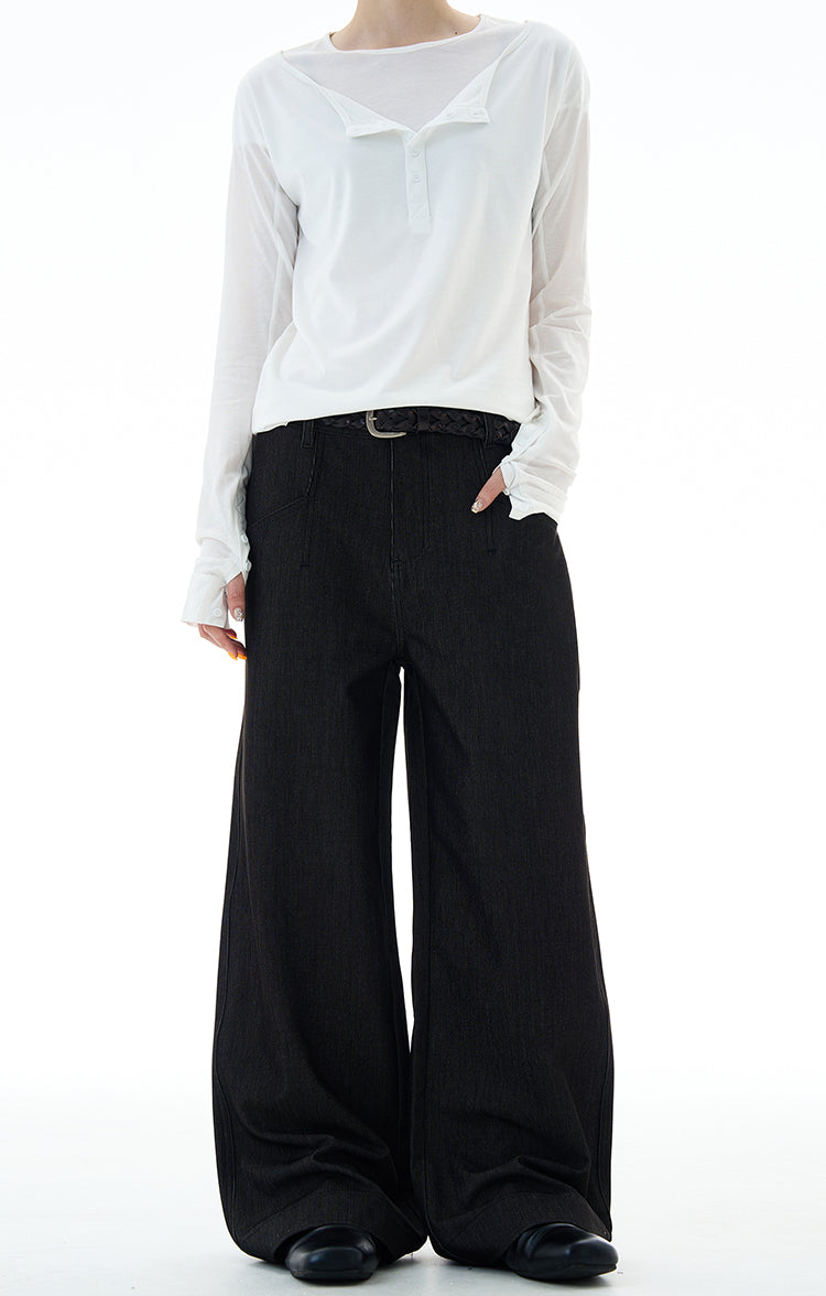 MADWITCH DRAPEY STRAIGHT DENIM PANTS #9910