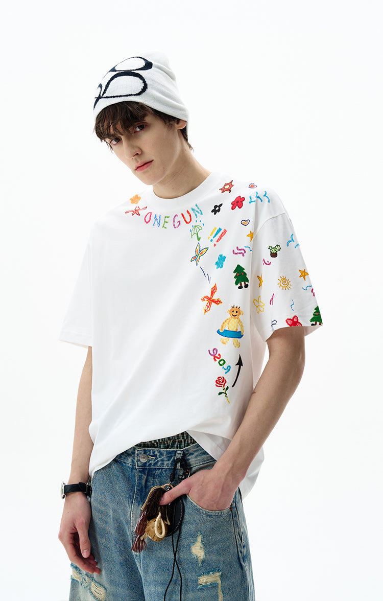 MADWITCH GRAFFITI PRINT TEE #C828
