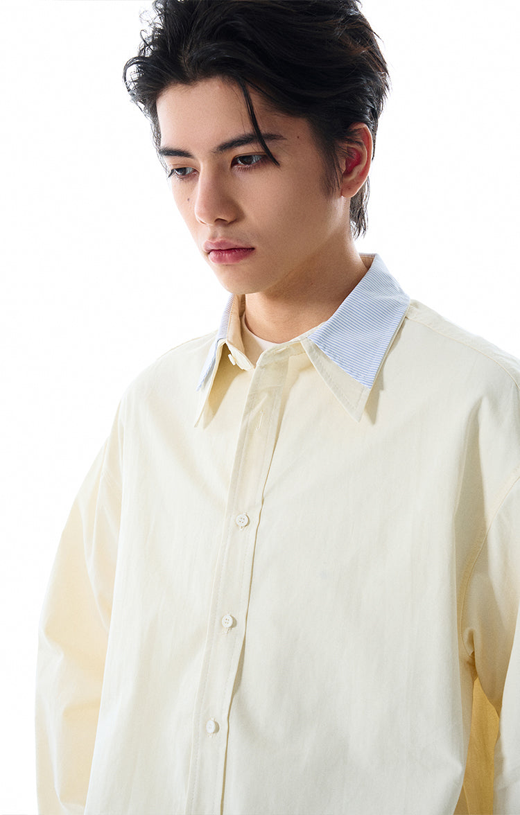 MADWITCH DOUBLE COLLAR PATCHWORK SHIRT #RC140