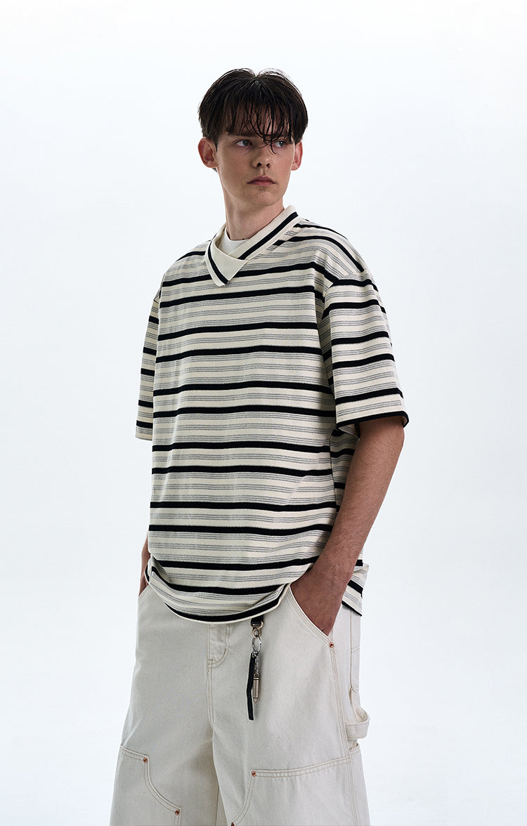 MADWITCH CONTRAST STRIPED T-SHIRT #G1525