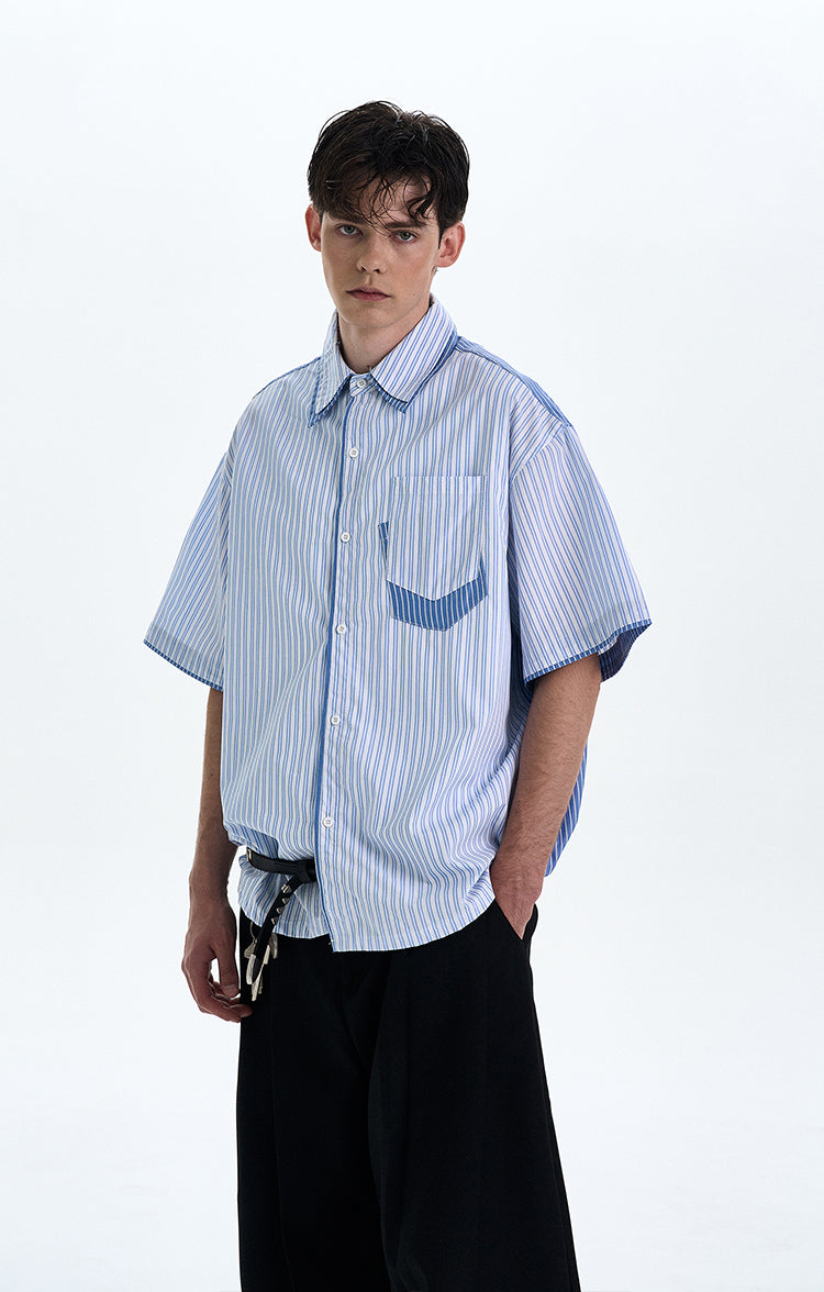MADWITCH PATCHWORK SHORT SLEEVE SHIRT #AB1051