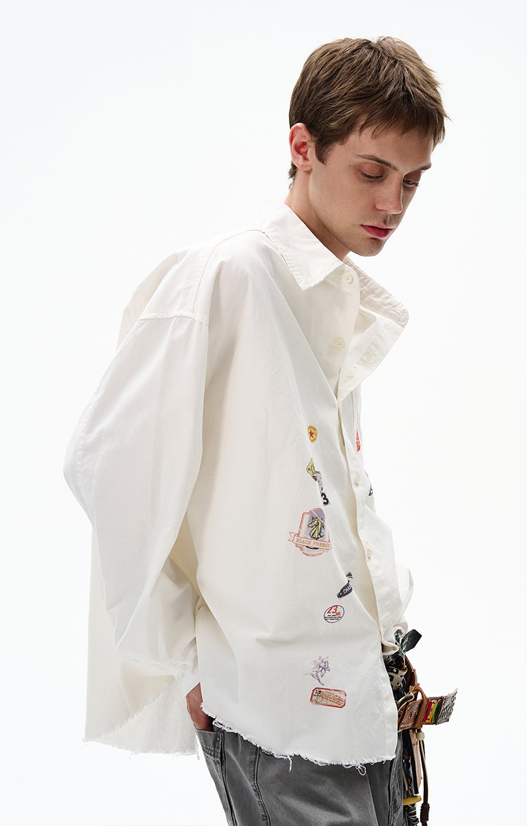MADWITCH RAW-EDGE LONG SLEEVE SHIRT #BR92
