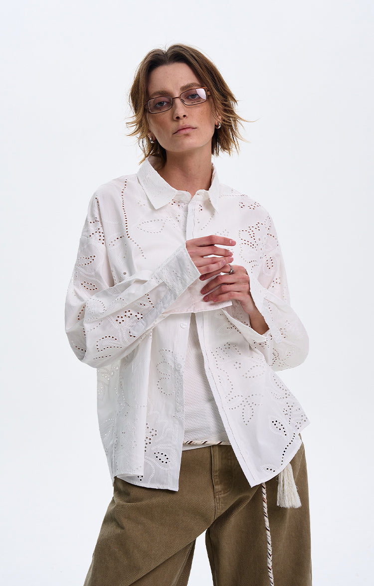 MADWITCH LOOSE WHITE LONG-SLEEVE SHIRT #31111