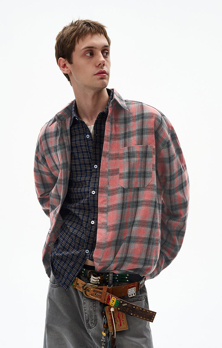 MADWITCH COLOR-BLOCK CHECKED TUNIC #CR603