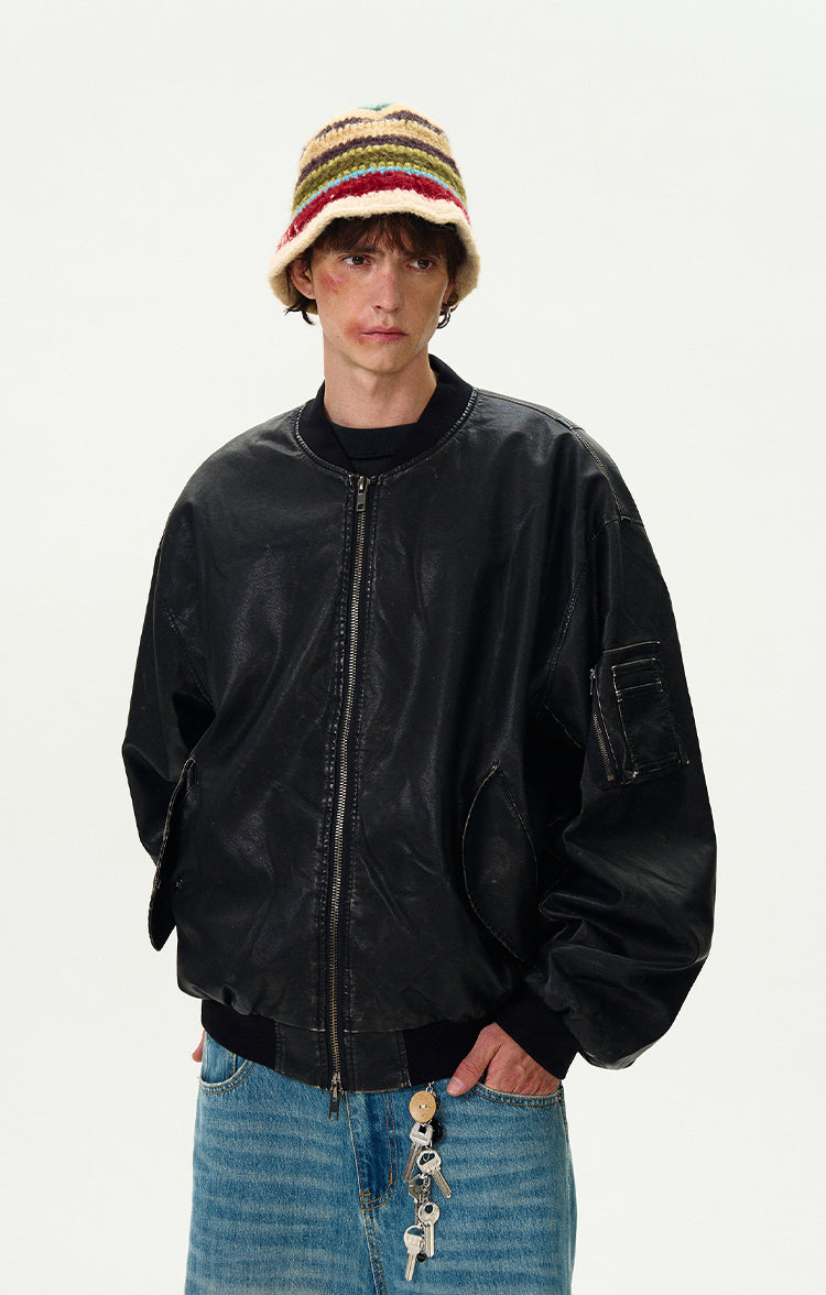 MADWITCH VINTAGE CASUAL LEATHER JACKET #AW6870