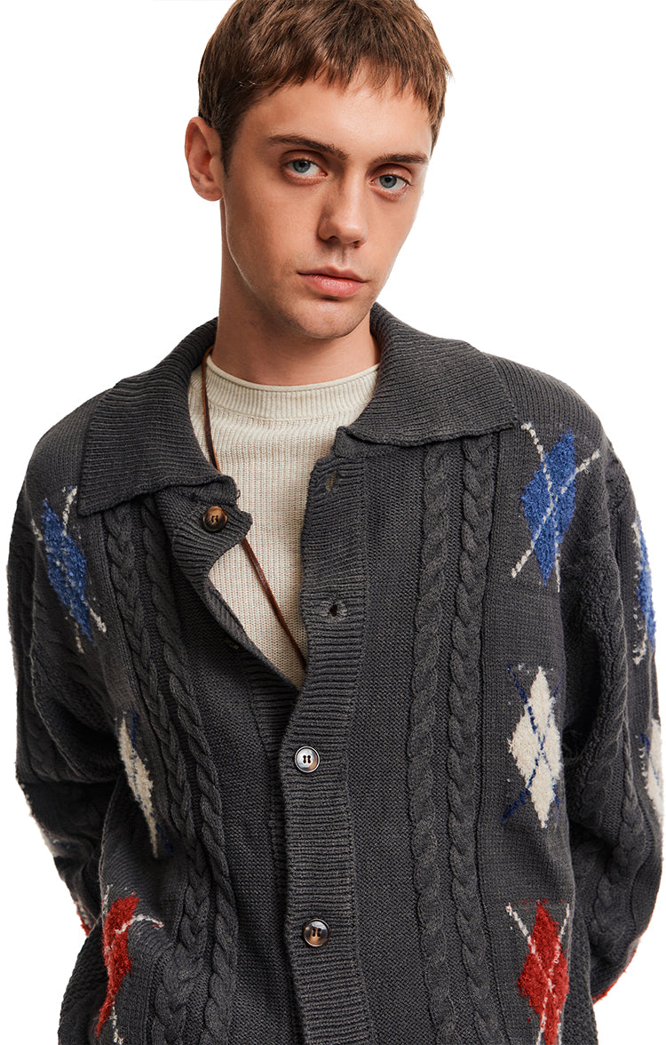 MADWITCH ARGYLE TWIST SWEATER #AW25306
