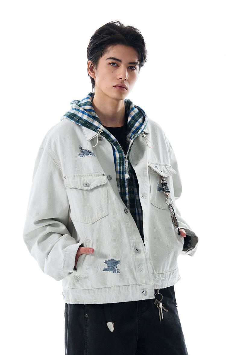 MADWITCH DISTRESSED WASHED DENIM JACKET #C177C25