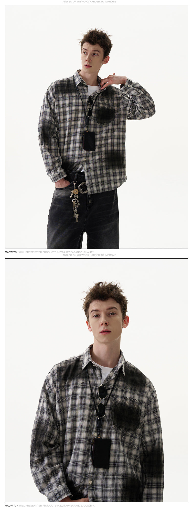 MADWITCH WASHED CHECK SHIRT #7839