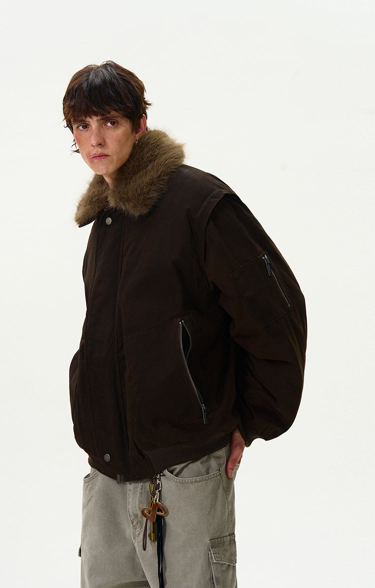 MADWITCH FAUX FUR COLLAR DOWN JACKET #Y07