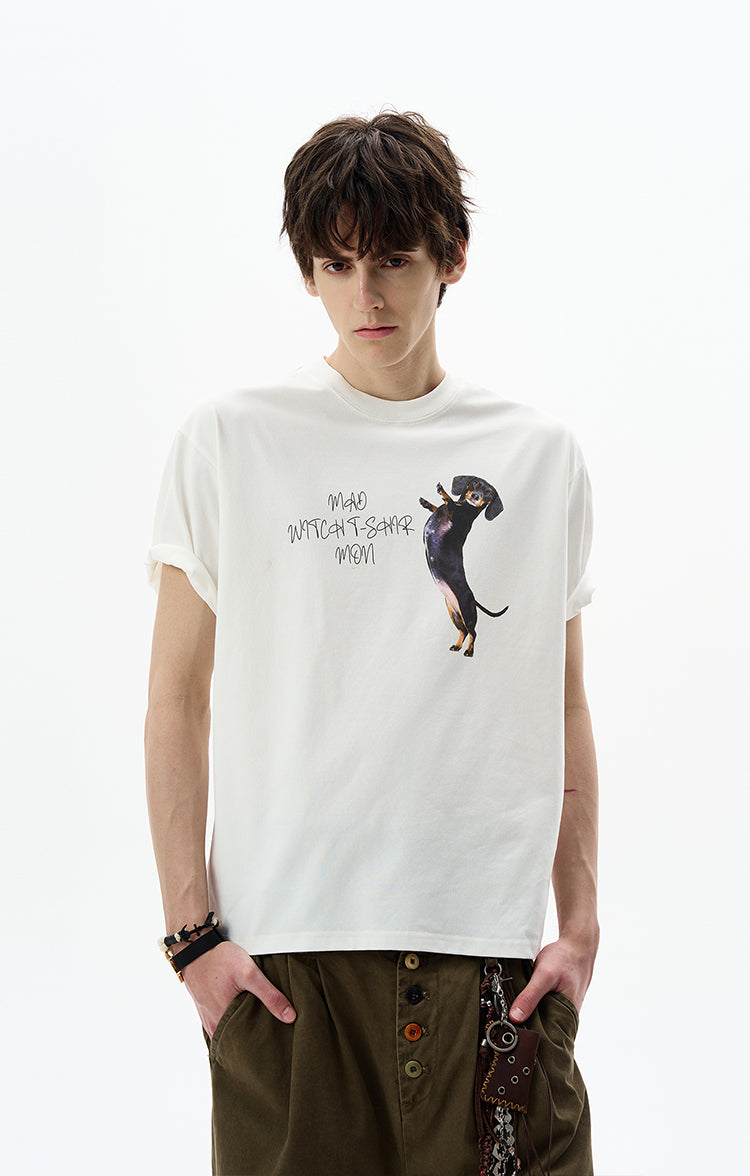 MADWITCH PUPPY PRINT T-SHIRT #MD4196