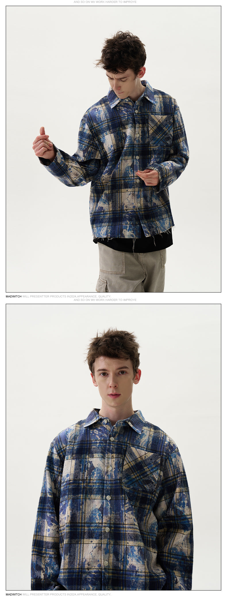 MADWITCH FRINGED PLAID SHIRT #G706