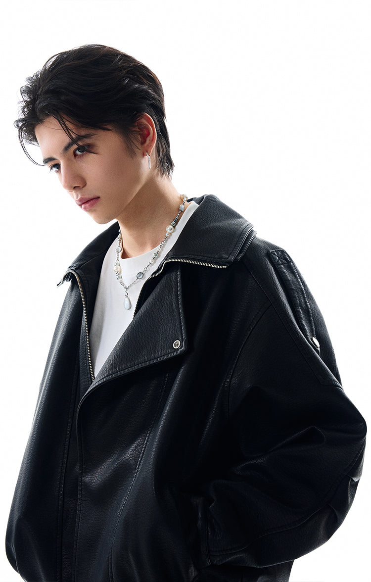 MADWITCH BIKER-STYLE LEATHER JACKET #NR4020