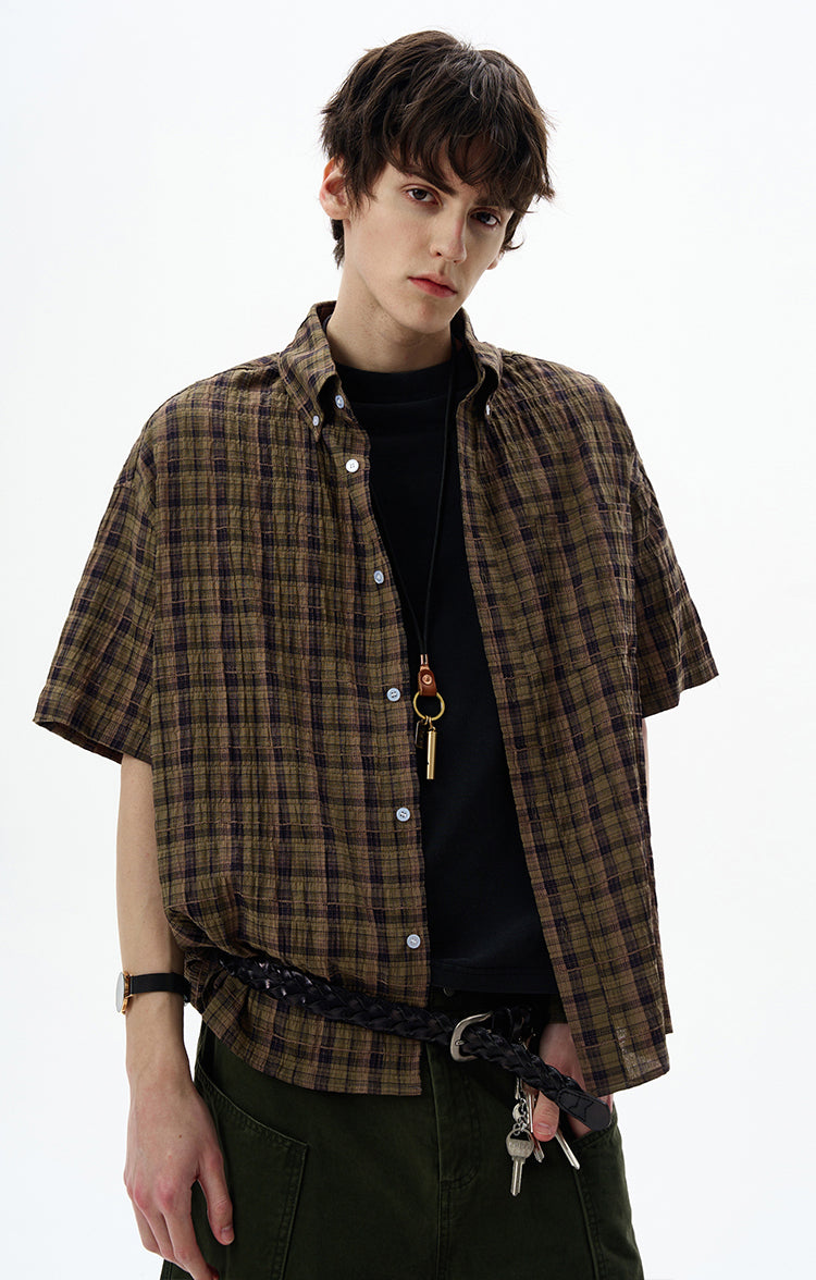MADWITCH SEERSUCKER SHORT SLEEVE SHIRT #CR252