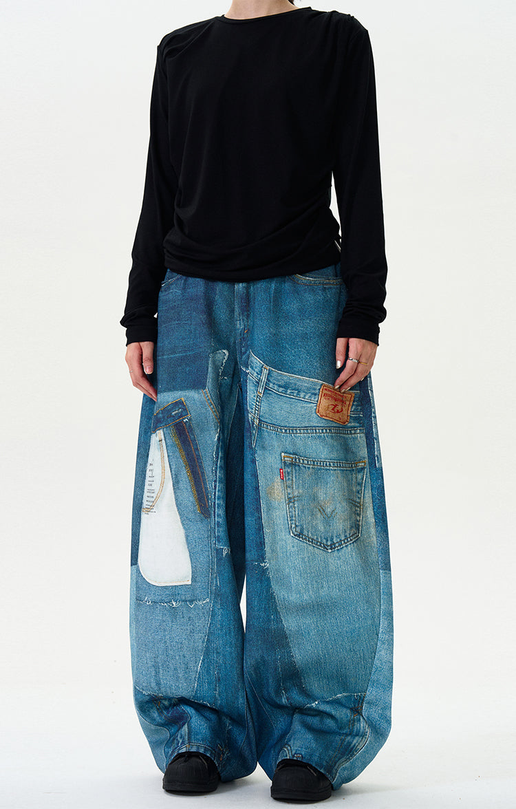 MADWITCH 3D PRINTED WIDE LEG JEANS #MQ6715