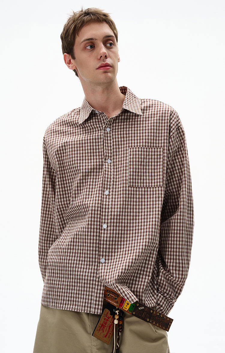 MADWITCH UNISEX VINTAGE PLAID LONG SHIRT #CR6215