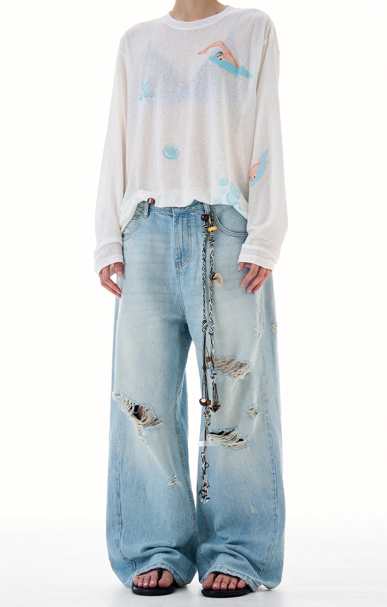 MADWITCH DISTRESSED WASH DENIM PANTS #K9667
