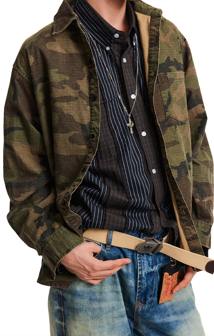 MADWITCH TEXTURED ARMY BLOUSE #AW25096