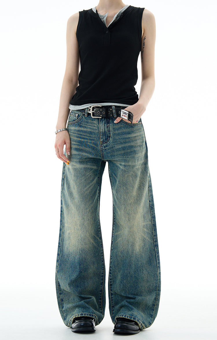 MADWITCH UNISEX HIGH STREET WASHED DENIM JEANS #GP5517
