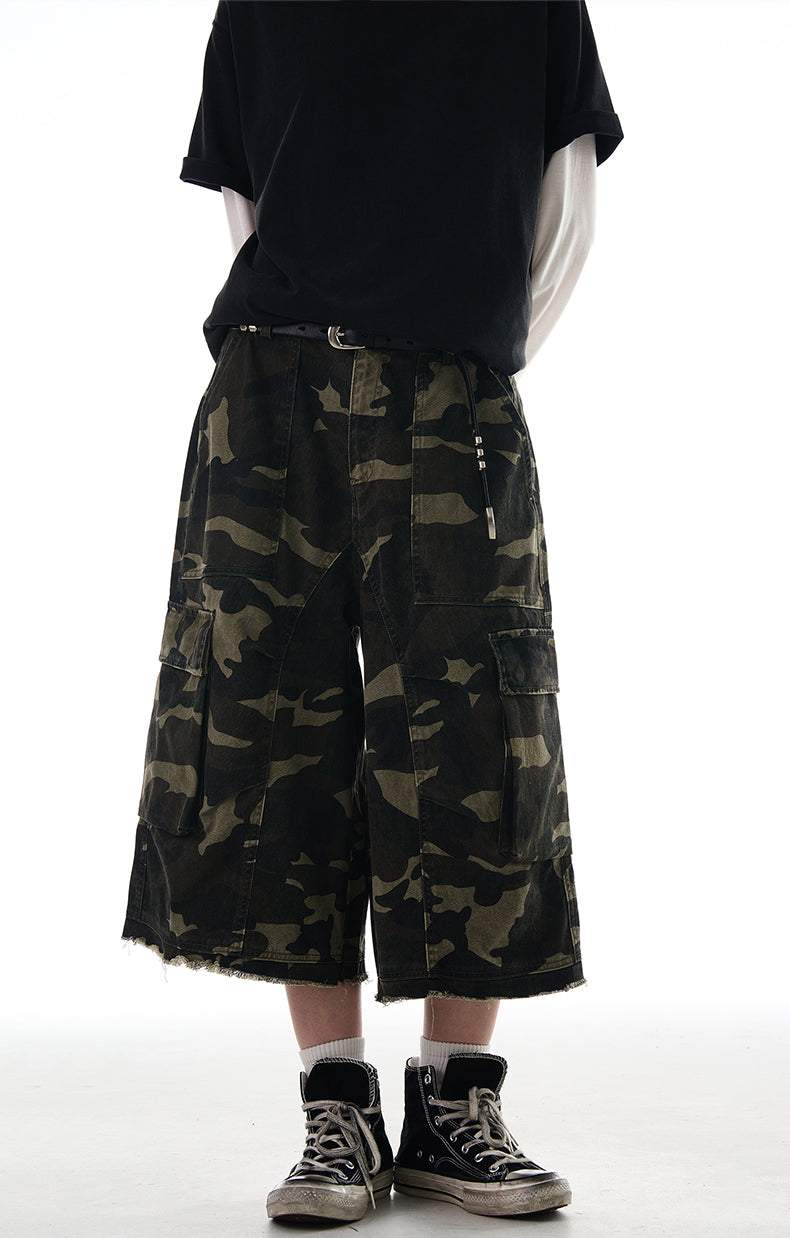 MADWITCH RAW HEM CAMO CARGO PANTS #CK252D