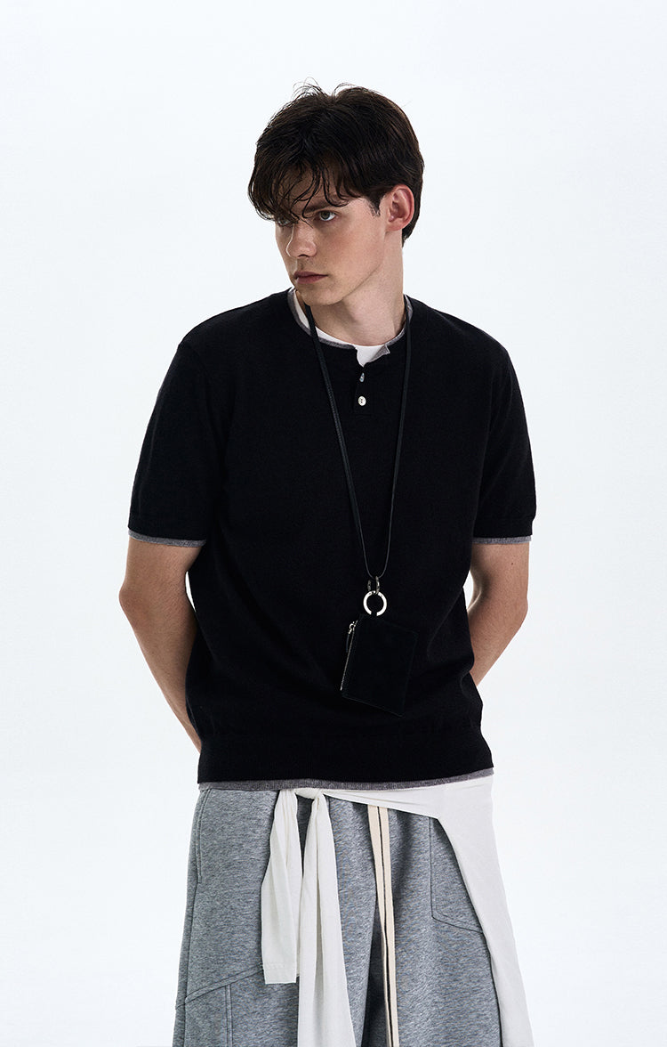 MADWITCH COLORBLOCK KNIT SHORT SLEEVE SHIRT #LX3027