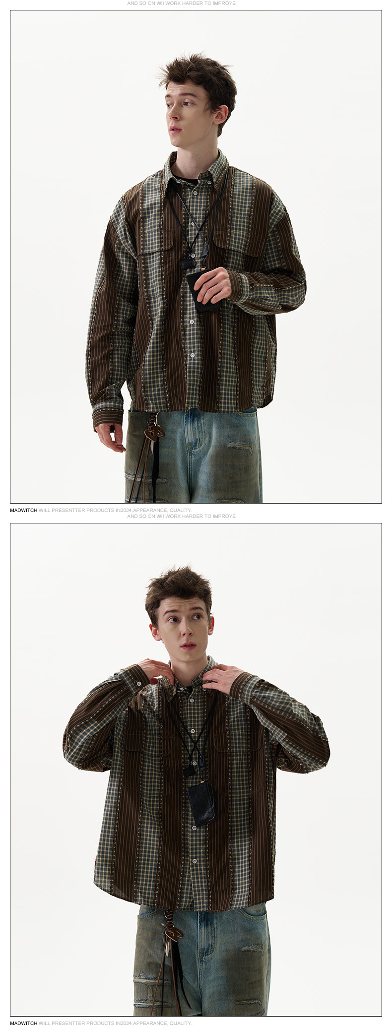 MADWITCH VINTAGE PLAID SHIRT #NR3283