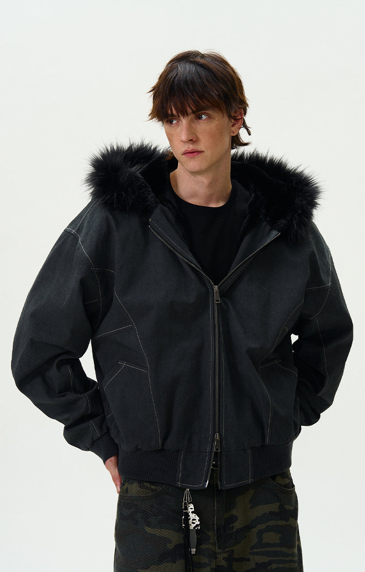 MADWITCH LOOSE FITTED FLEECE LINED JACKET #0191