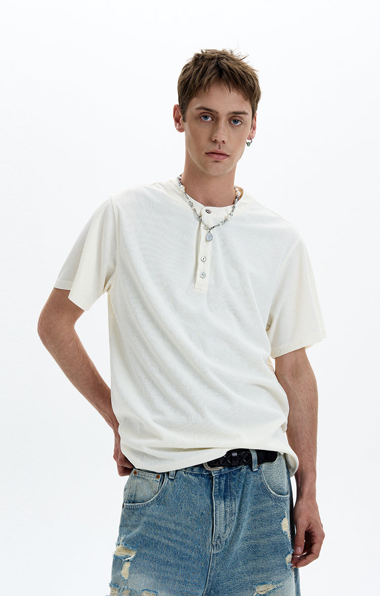 MADWITCH HENLEY KNIT TEE #1052
