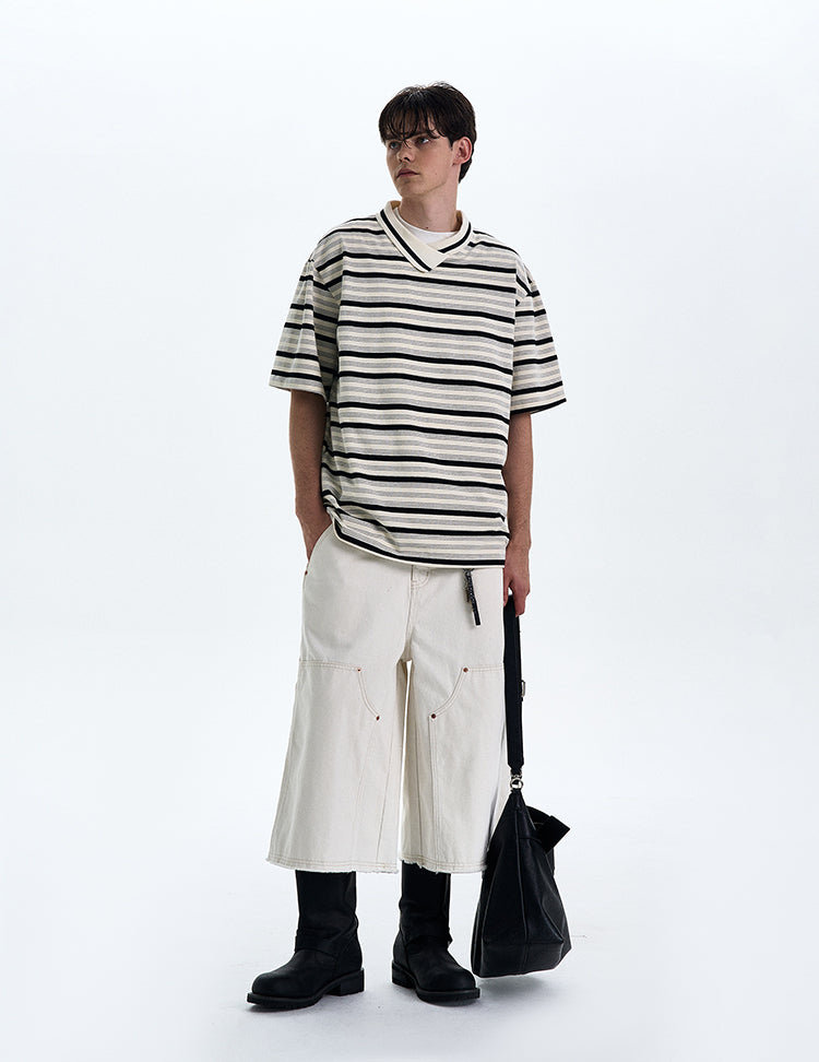 MADWITCH CONTRAST STRIPED T-SHIRT #G1525