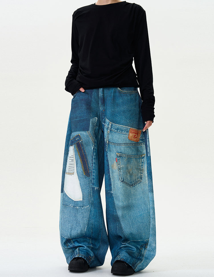 MADWITCH 3D PRINTED WIDE LEG JEANS #MQ6715
