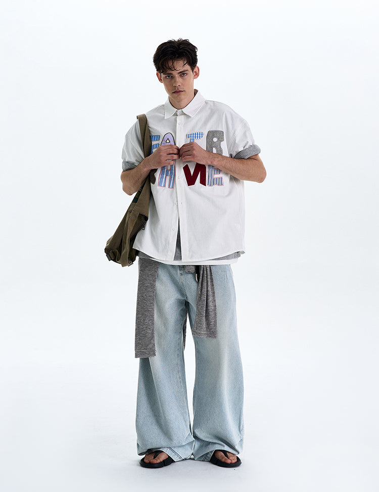 MADWITCH EMBROIDERED SHORT SLEEVED SHIRT #L653