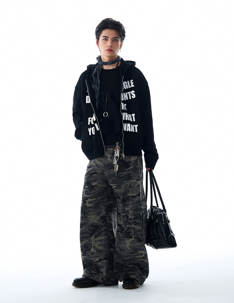 MADWITCH LETTER PRINT HOODED COAT #RH170