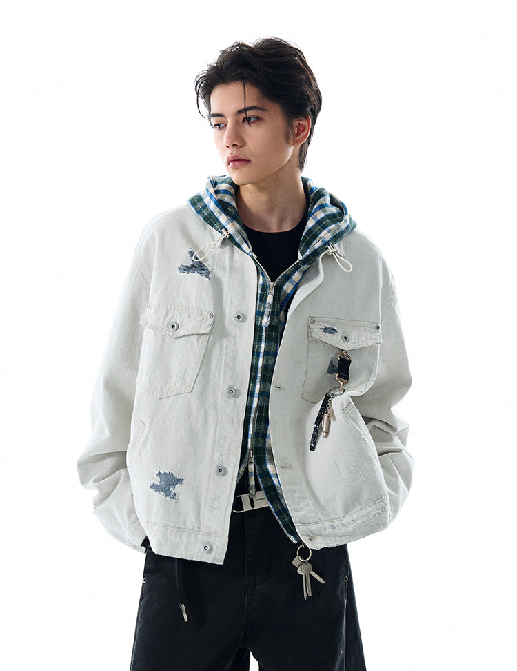 MADWITCH DISTRESSED WASHED DENIM JACKET #C177C25