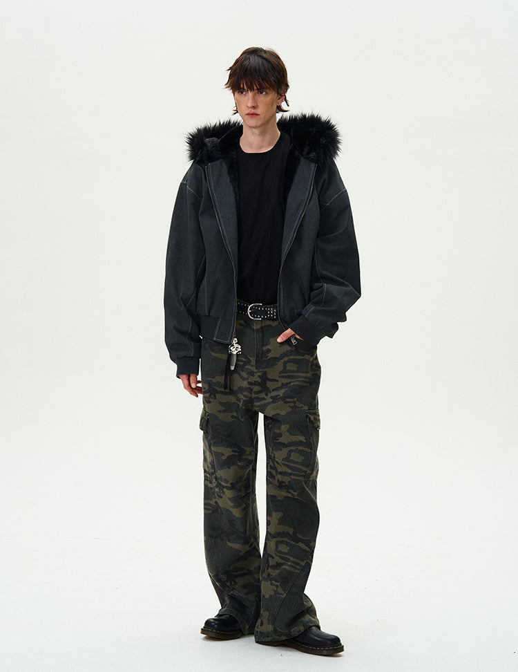 MADWITCH LOOSE FITTED FLEECE LINED JACKET #0191