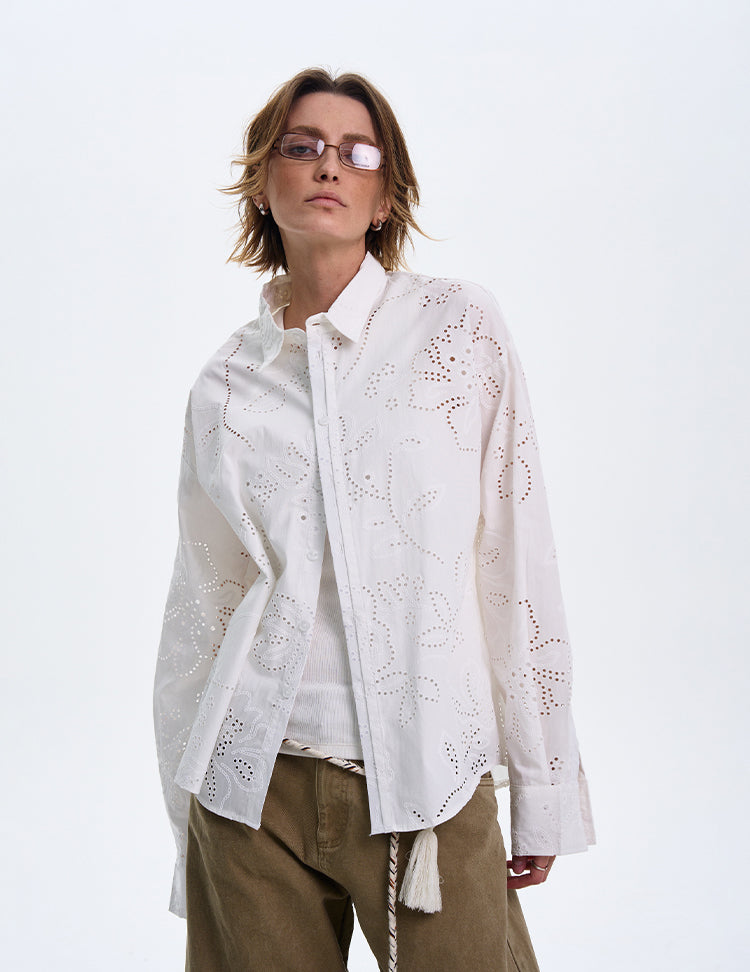 MADWITCH LOOSE WHITE LONG-SLEEVE SHIRT #31111