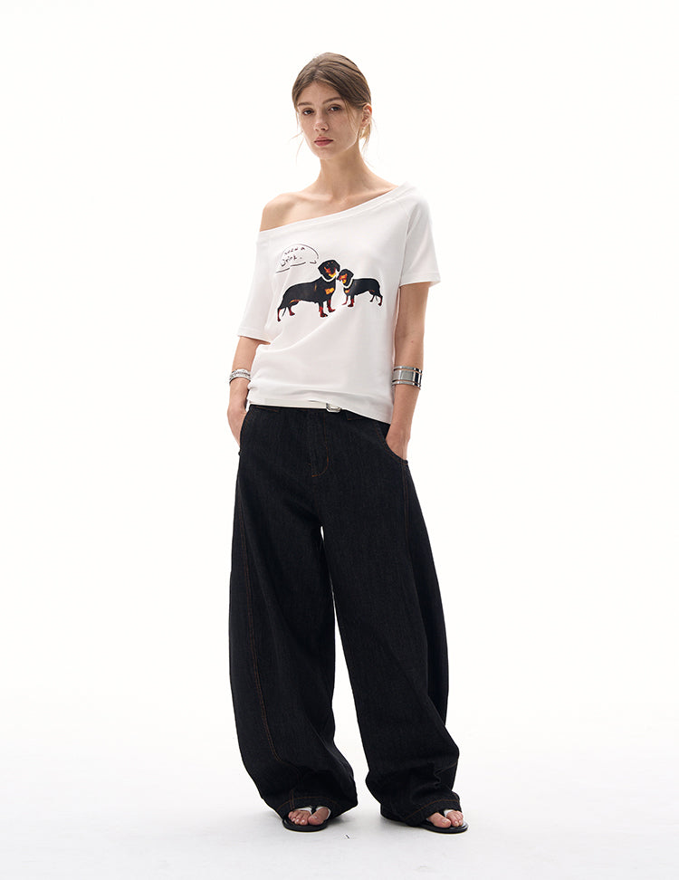 MADWITCH SLIM ASYMMETRIC PRINT TEE #G1420