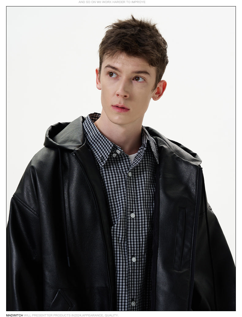 MADWITCH HOODED LEATHER JACKET #N173+