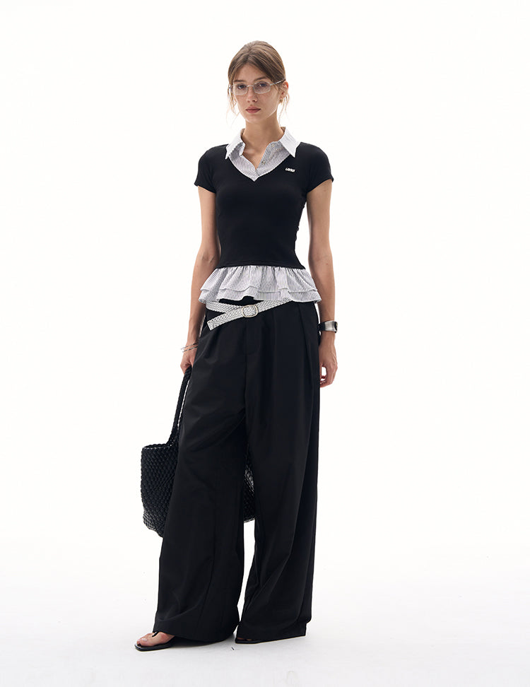 MADWITCH FAUX TWO-PIECE CROP TANK TOP #TX277