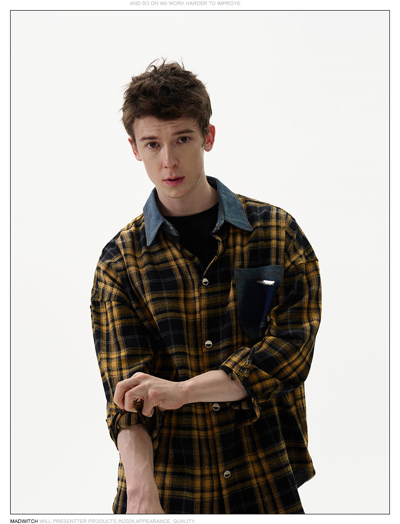 MADWITCH PATCHWORK DENIM SHIRT #CS189