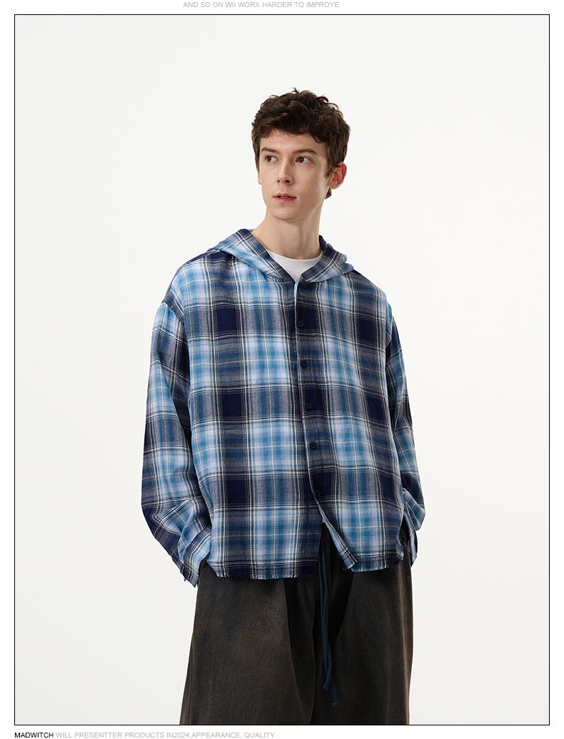 MADWITCH PLAID HOODED COAT #DC0135