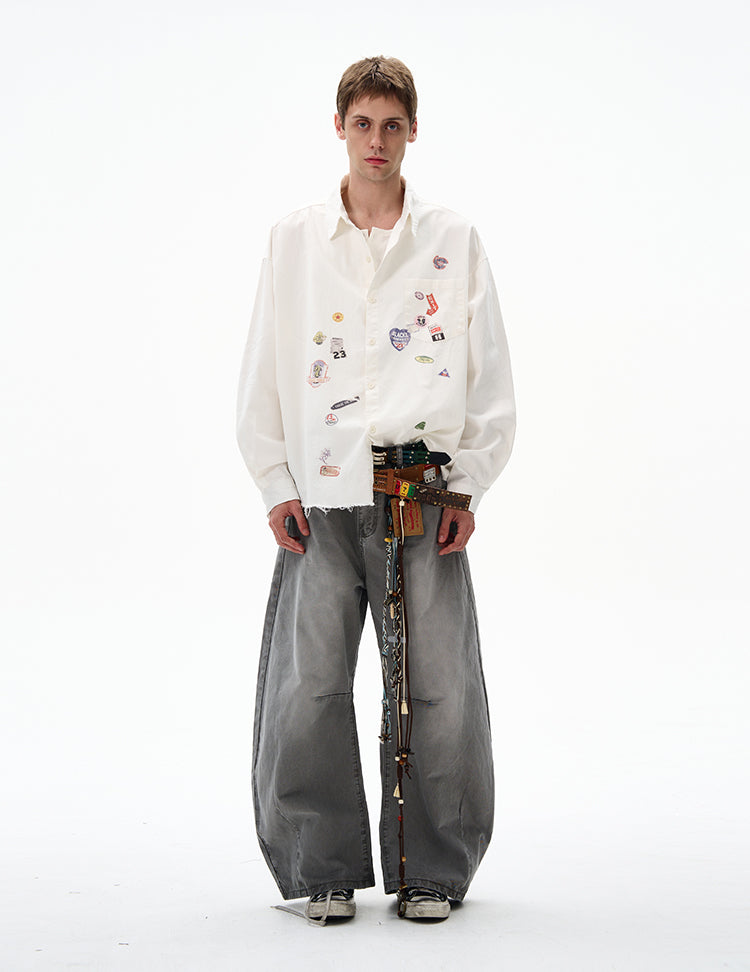 MADWITCH RAW-EDGE LONG SLEEVE SHIRT #BR92