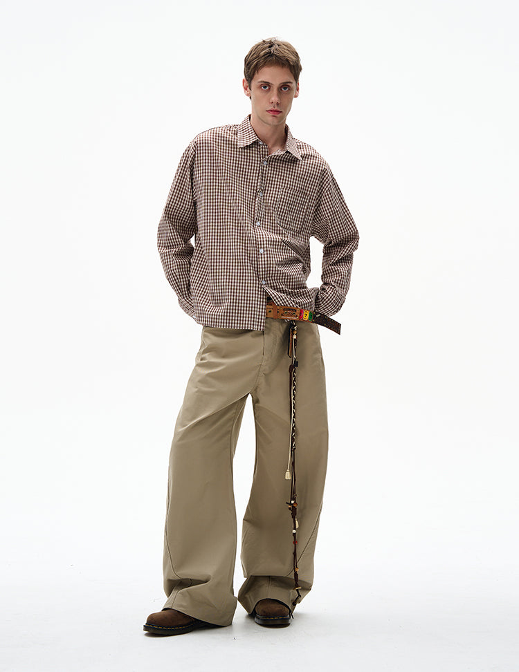 MADWITCH UNISEX VINTAGE PLAID LONG SHIRT #CR6215
