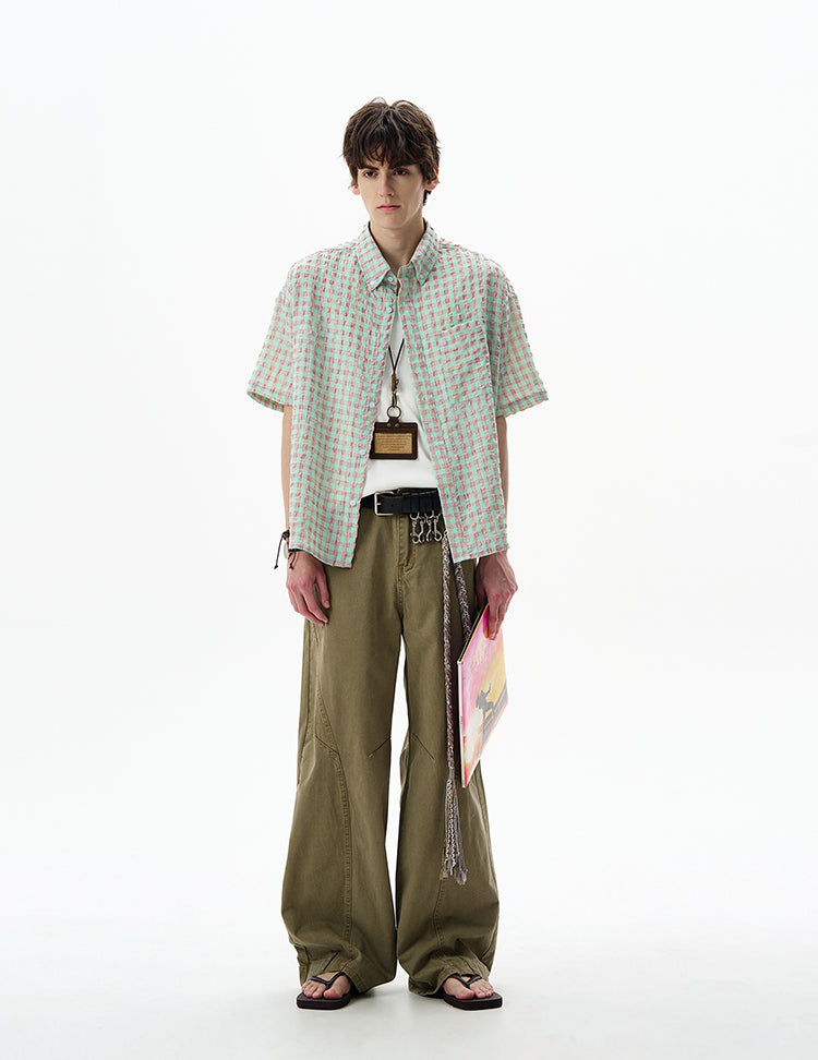 MADWITCH SEERSUCKER CHECK SHIRT #CR238