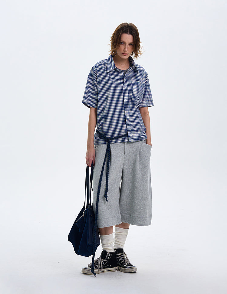 MADWITCH SPRING SUMMER PLAID SHORT-SLEEVE SHIRT #CR212