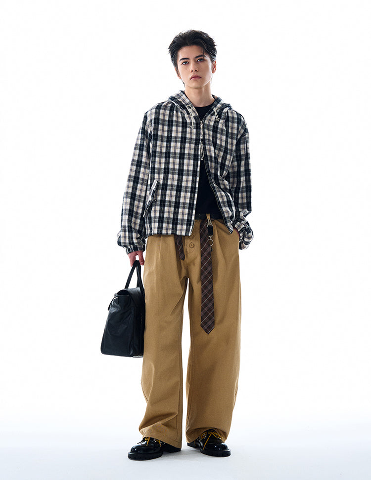 MADWITCH INS STYLE PLAID HOODED JACKET #RW148