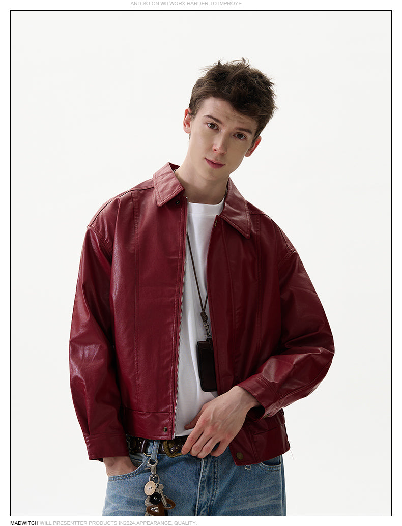MADWITCH ANKLE-RED LEATHER JACKET #W38