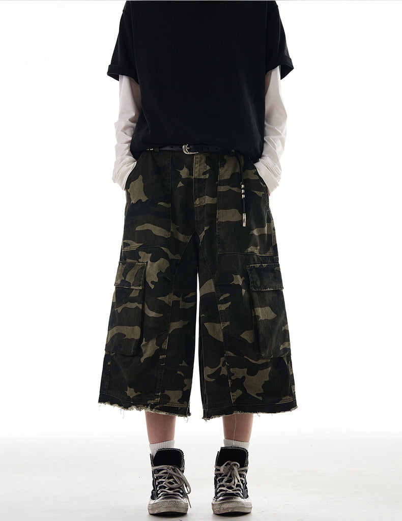 MADWITCH RAW HEM CAMO CARGO PANTS #CK252D