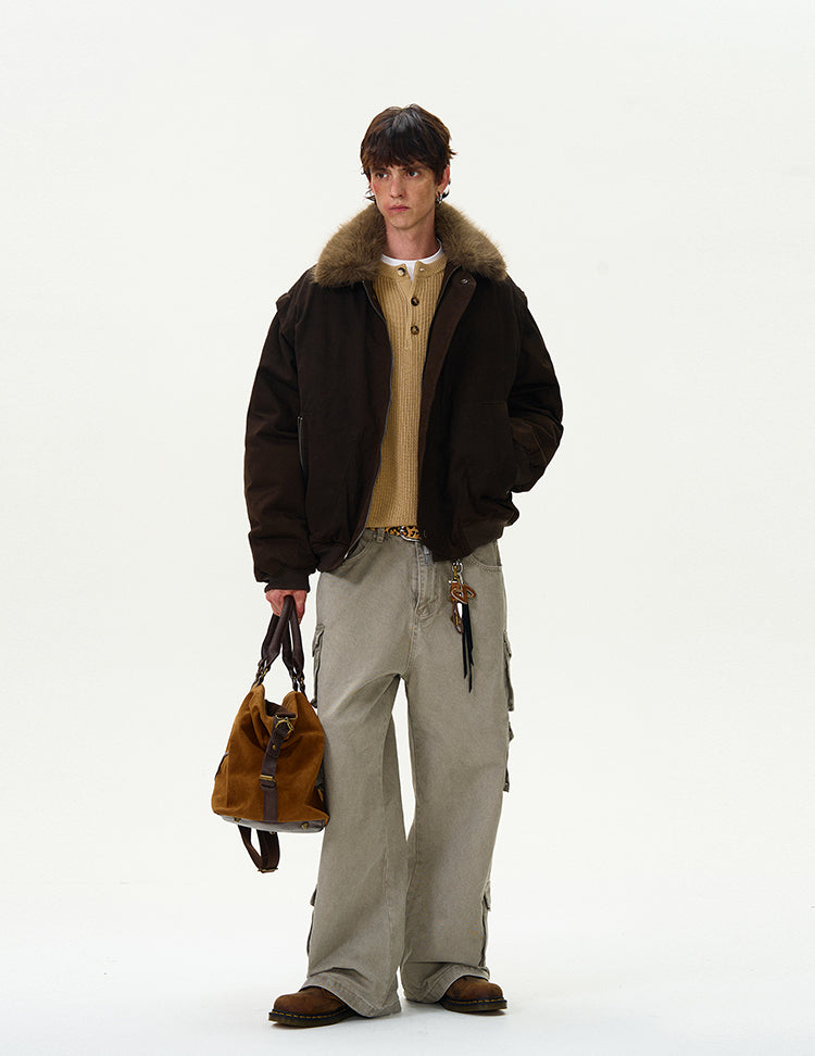 MADWITCH FAUX FUR COLLAR DOWN JACKET #Y07