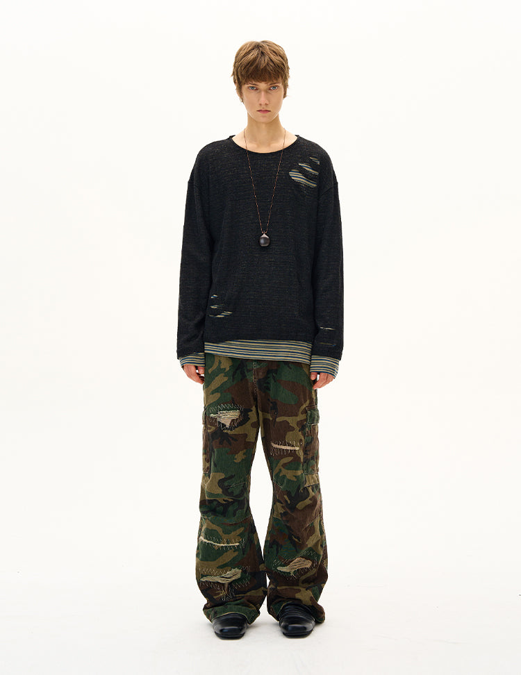 MADWITCH UNISEX DISTRESSED KNIT LONG SLEEVE #SD14