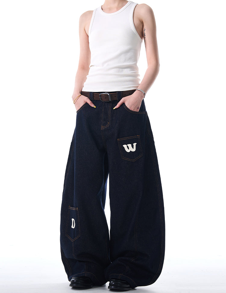 MADWITCH PATCH POCKET LOOSE-FIT JEANS #L525
