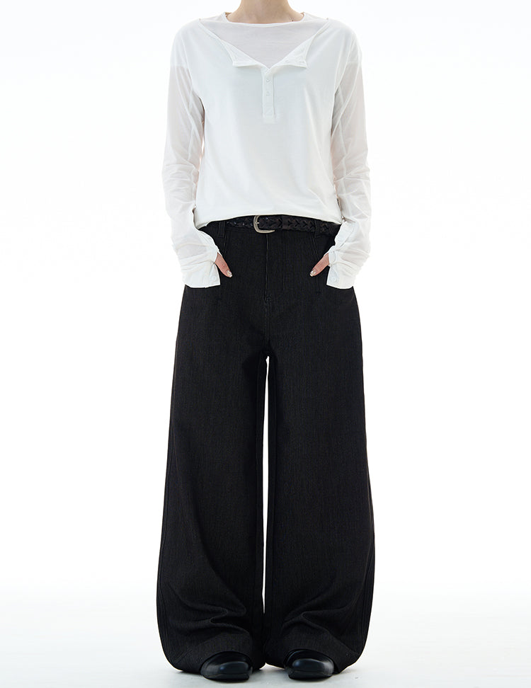 MADWITCH DRAPEY STRAIGHT DENIM PANTS #9910